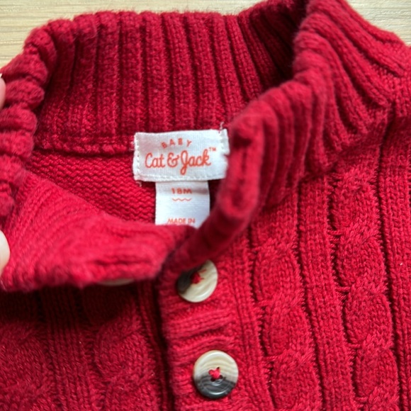 Toddler Boys’ Cat & Jack Red Cable Knit Sweater - Size 18 months - Picture 4 of 5